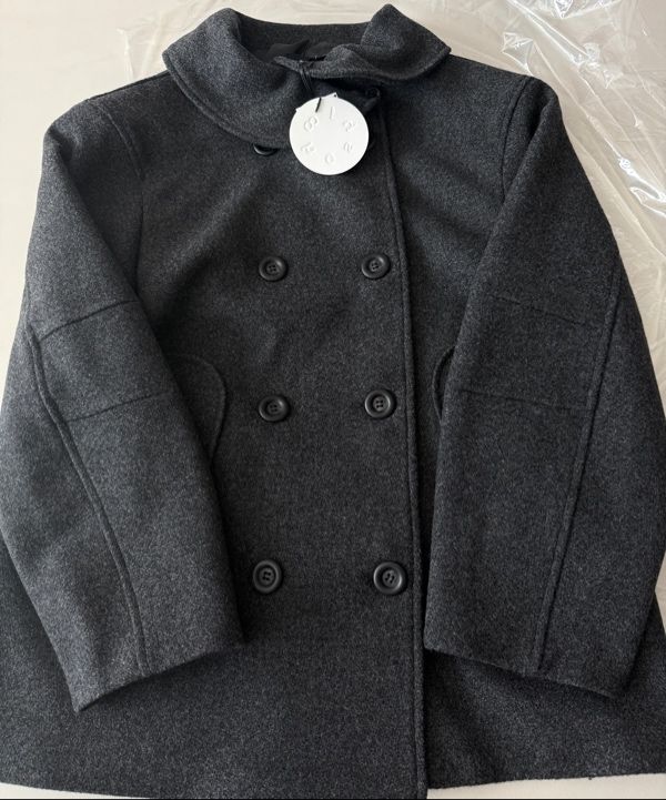 MUSINSA | OHESHIO LAYERED COLLAR DOUBLE WOOL COAT, CHARCOAL