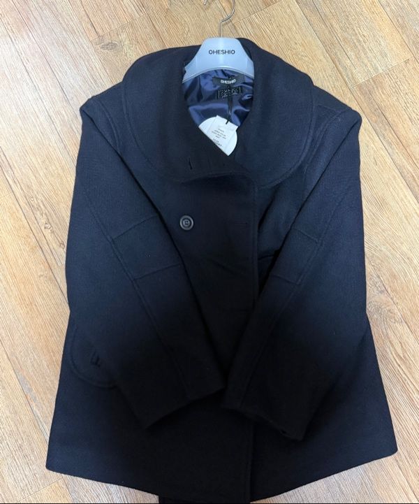 MUSINSA | OHESHIO LAYERED COLLAR DOUBLE WOOL COAT, DEEP NAVY