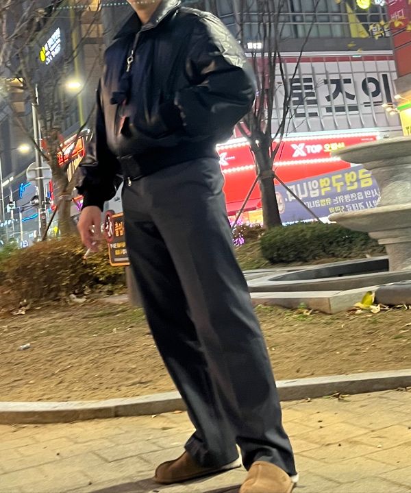 MUSINSA | MATIN KIM FAUX LEATHER DOWN JUMPER FOR MEN IN BLACK