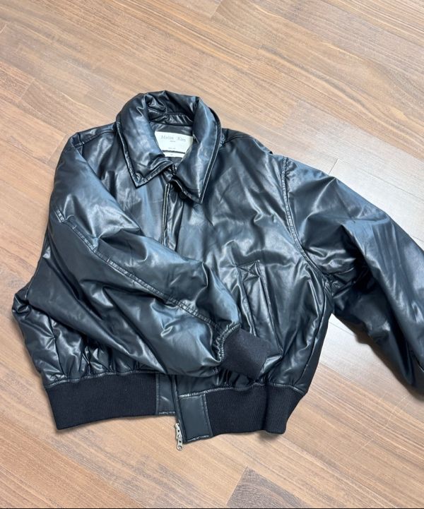 MUSINSA | MATIN KIM FAUX LEATHER DOWN JUMPER FOR WOMEN IN BLACK