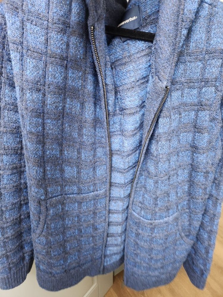 MUSINSA | thisisneverthat Textured Knit Zip Hoodie Navy