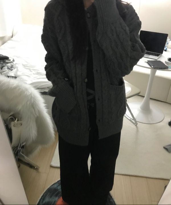 MUSINSA公式 | ASON ELO TWISTED HOOD CARDIGAN / CHARCOAL