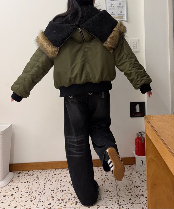 MUSINSA | NOT4NERD Fur Hooded N2B Bomber Jacket - Khaki