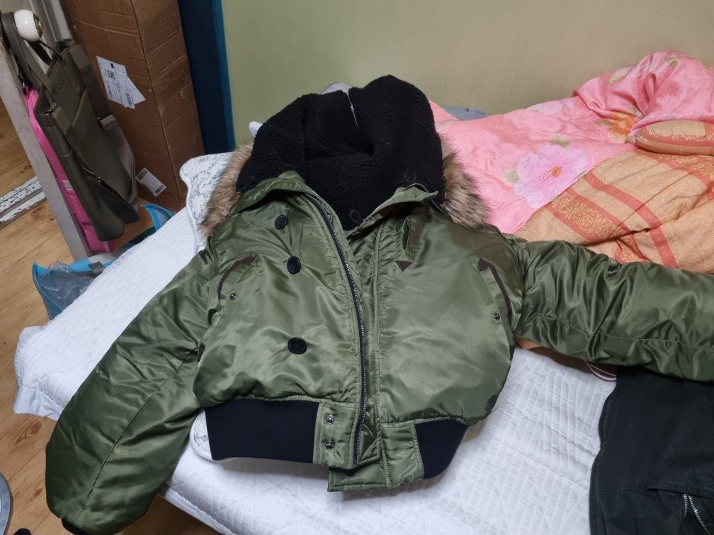 MUSINSA | NOT4NERD Fur Hooded N2B Bomber Jacket - Khaki