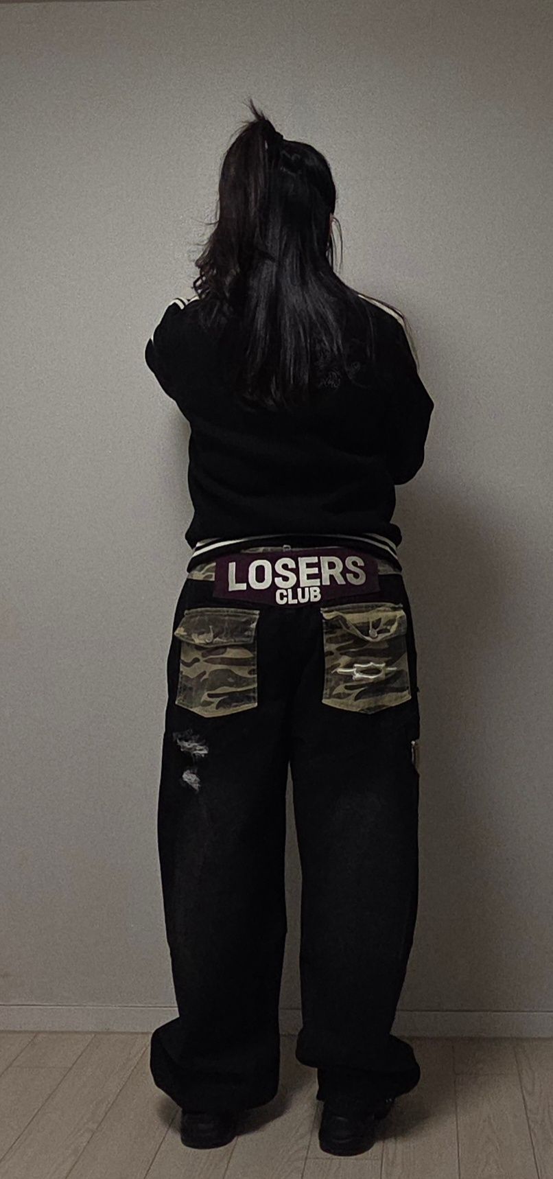 MUSINSA公式 | LOSERS CLUB カモミックスダメージワイドデニムパンツ