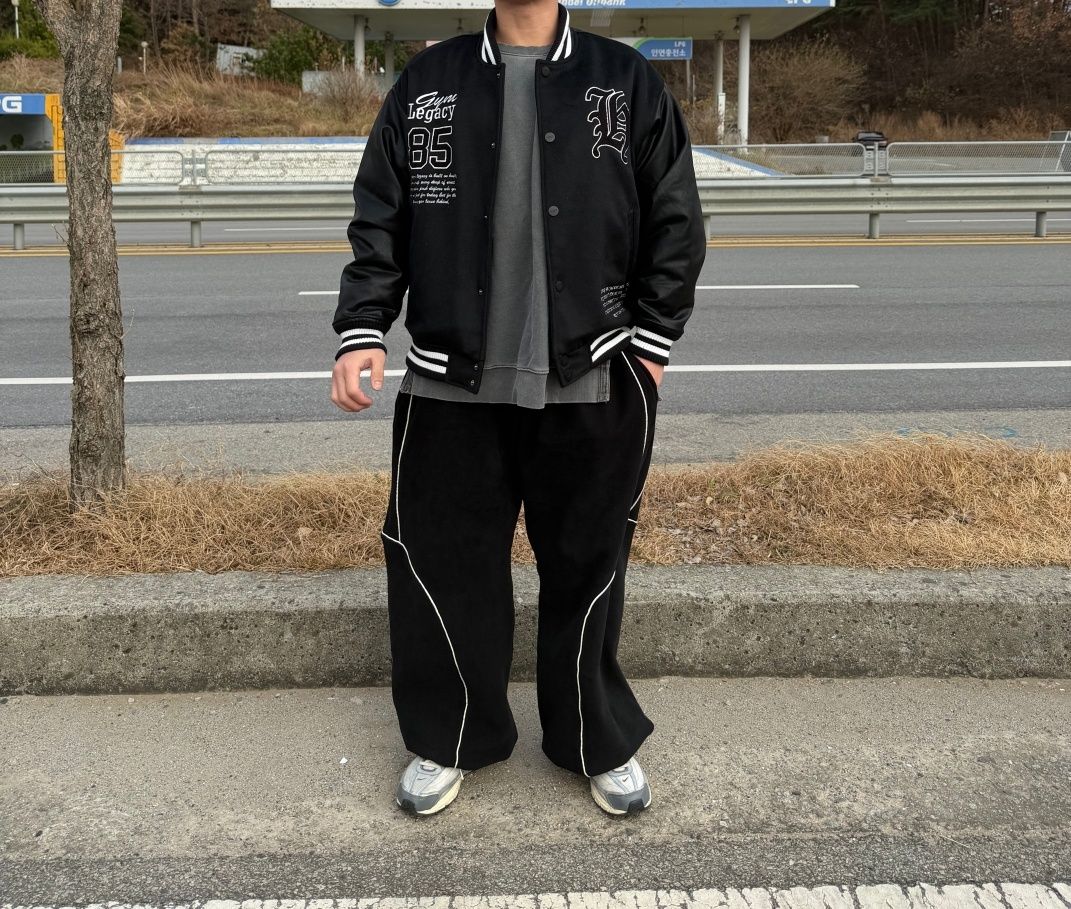 MUSINSA | HDEX Padded Varsity Wool Jacket (Black)