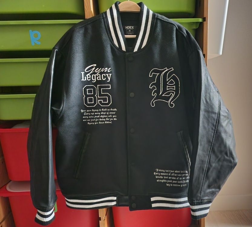 MUSINSA | HDEX Padded Varsity Wool Jacket (Black)