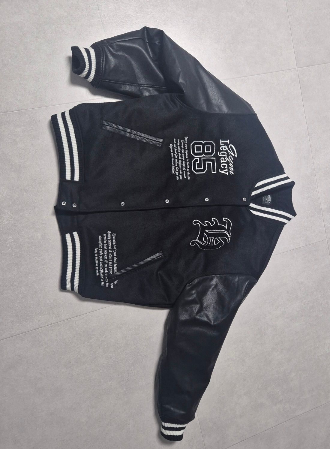 MUSINSA | HDEX Padded Varsity Wool Jacket (Black)