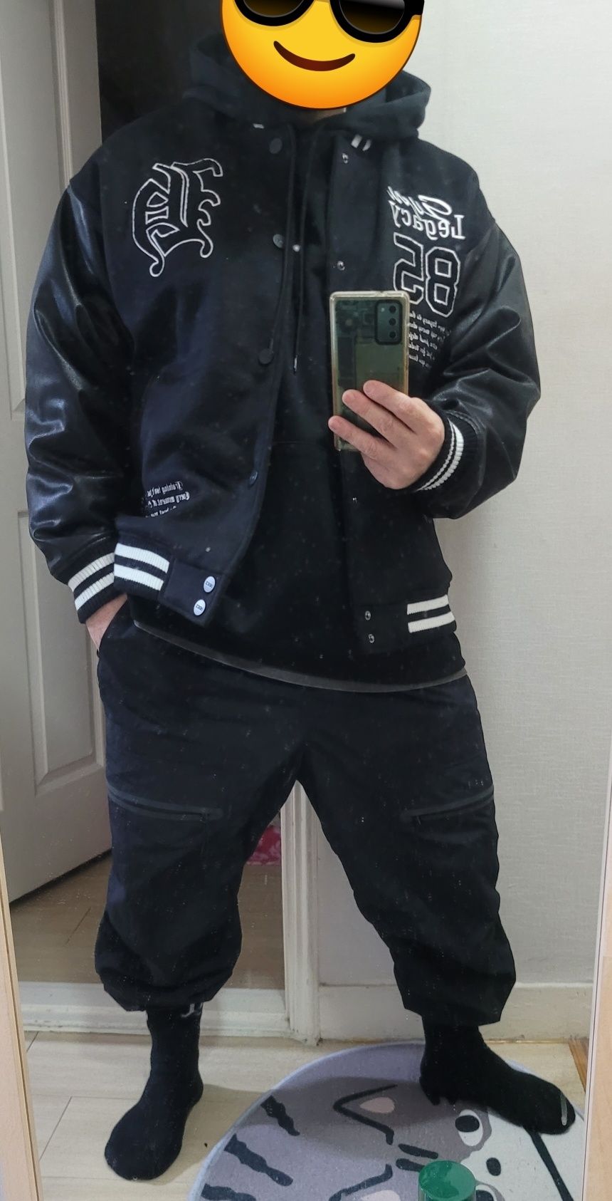 MUSINSA | HDEX Padded Varsity Wool Jacket (Black)