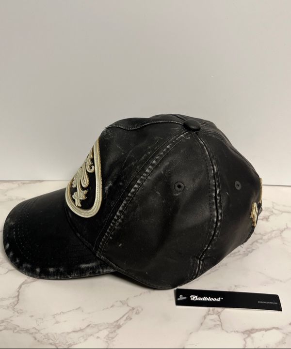 MUSINSA | BADBLOOD Mystic Big Patch Ball Cap - Black Washed Leather