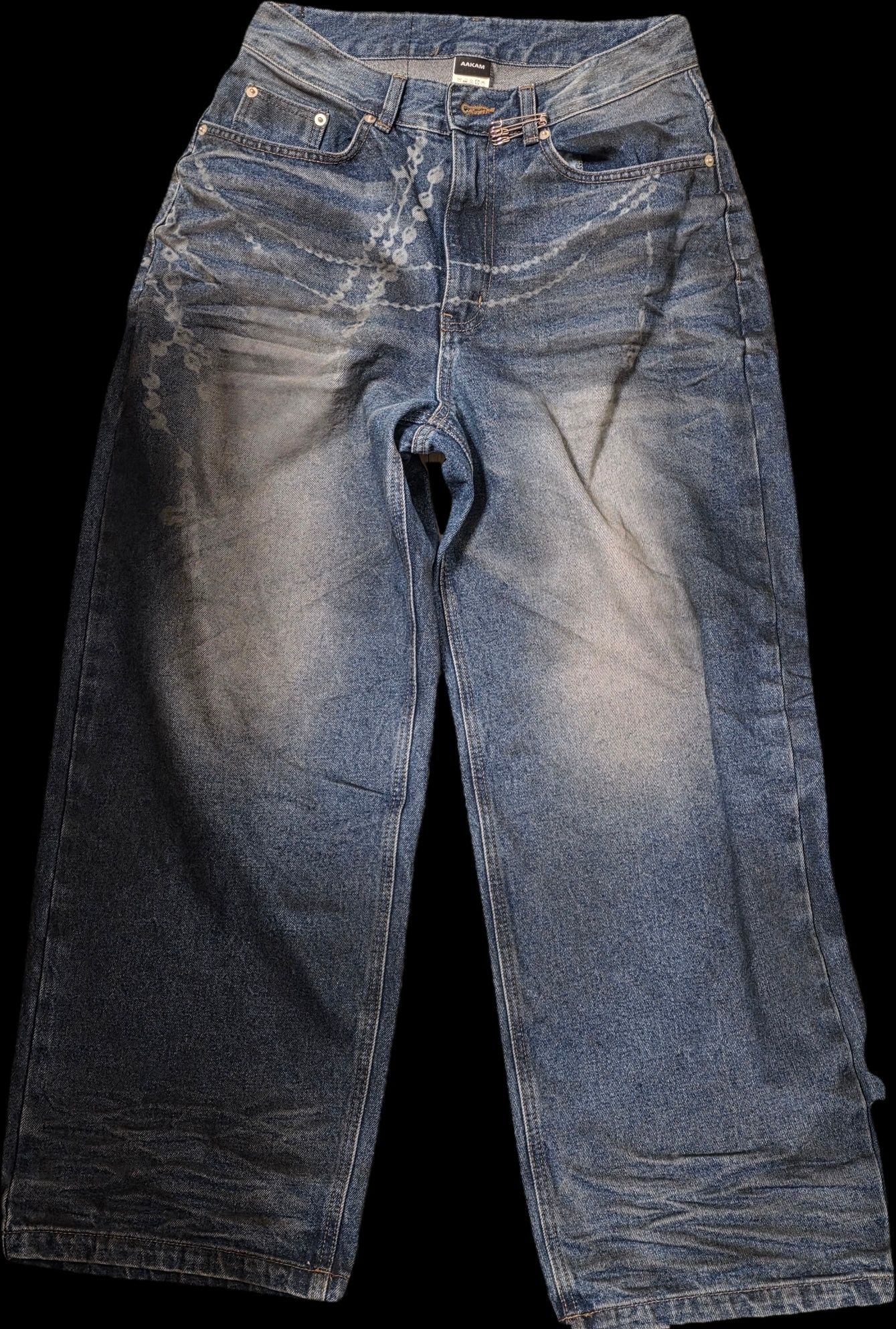 MUSINSA公式 | AAKAM Chain Graphic Denim Pants (Blue)