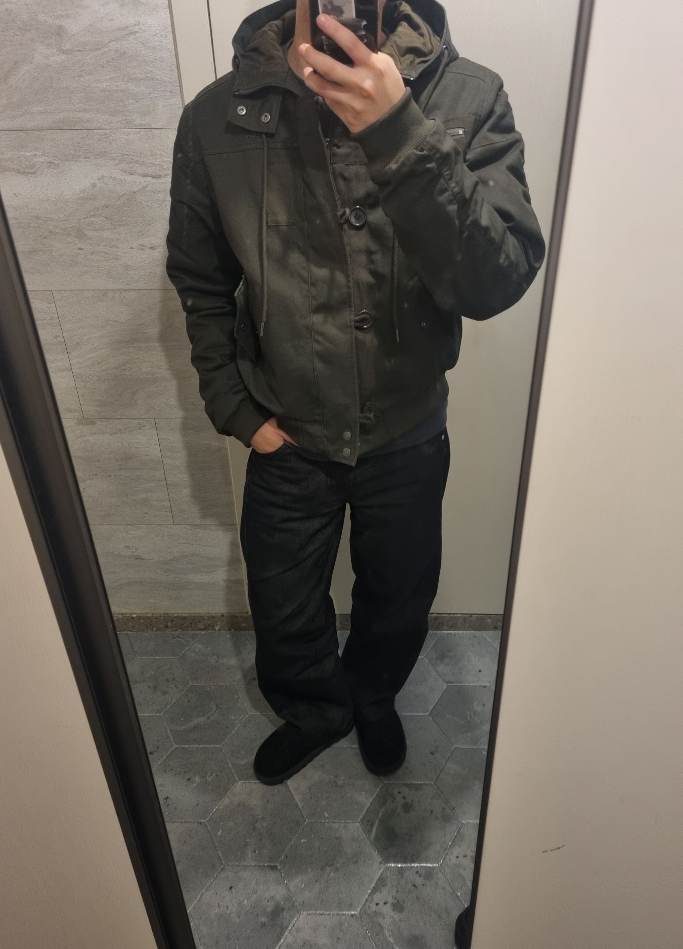 MUSINSA公式 | AAKAM Button Placket Cotton Ma-1 Jacket (Khaki)