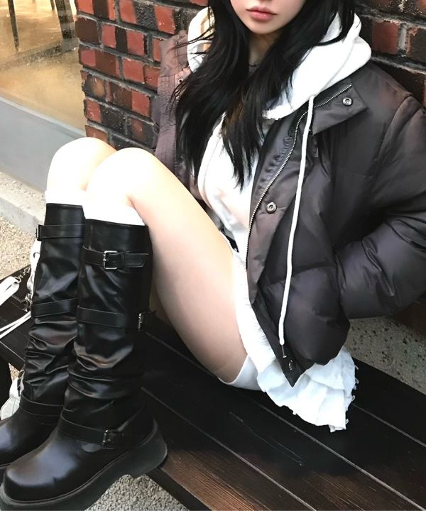 MUSINSA公式 | KHAKIPOINT Stud Padded Jacket (charcoal)