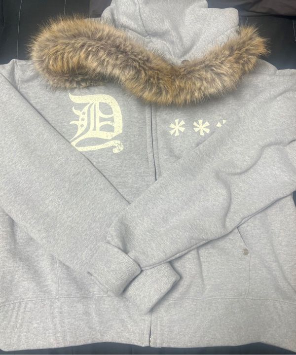 MUSINSA公式 | AMOU AMOU Fur Hoodie Zip-Up GREY