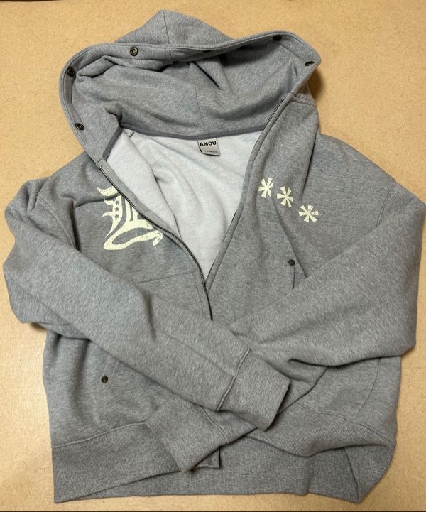 MUSINSA | AMOU AMOU Fur Hoodie Zip-Up GREY