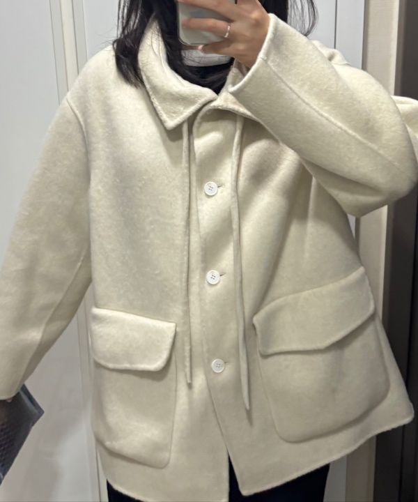 MUSINSA公式 | MELLOTORY ハンドメイドウールハーフコート (2カラー)