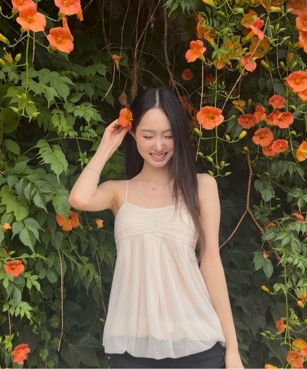 MUSINSA | LOSESLEEPOVER Mesh Fluff Mini Top *Cream