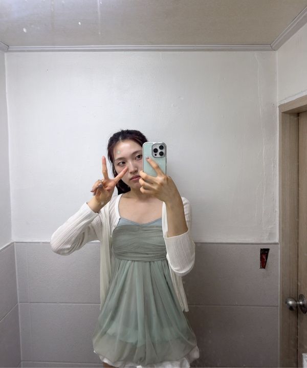 MUSINSA | LOSESLEEPOVER Mesh Fluff Mini Top *Sage Mint
