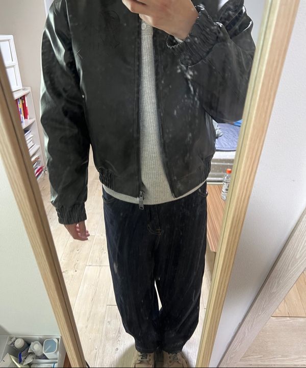 MUSINSA公式 | AAKAM Embossing Leather Jacket (Dark Brown)
