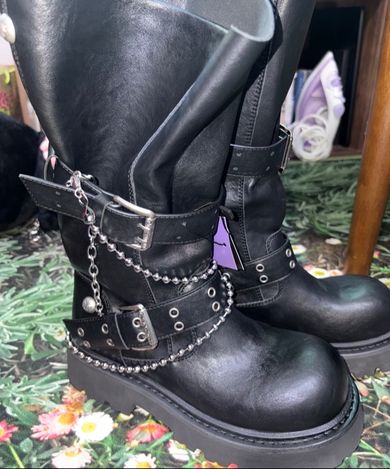 MUSINSA公式 | BLACK PURPLE クリースワイドブーツ Crease Wide Boots_ 