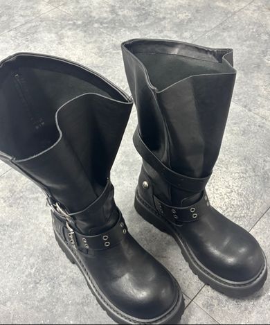 MUSINSA公式 | BLACK PURPLE クリースワイドブーツ Crease Wide Boots_ 