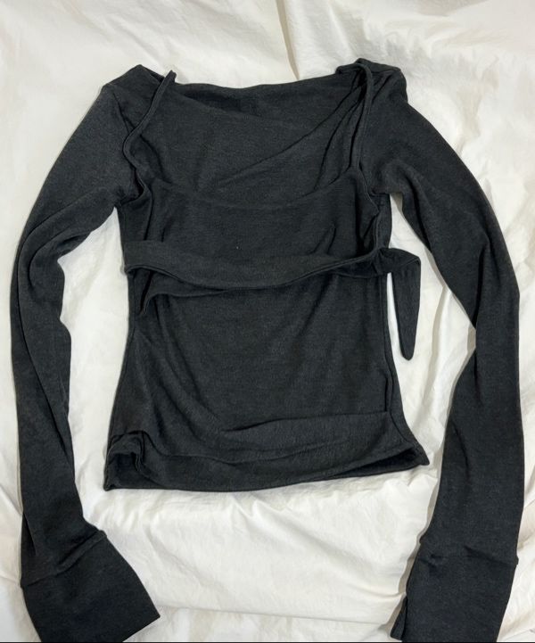 MUSINSA | FLAREUP Layered Bustier Long Sleeve (FL-105_Charcoal