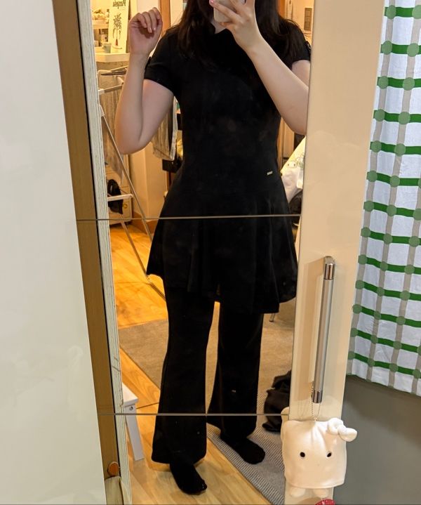 MUSINSA | MISEKI SEOUL Slash button flare one piece BLACK