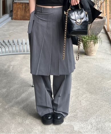 MUSINSA | GROVE HONOR WRAP SKIRT PANTS (GRAY)