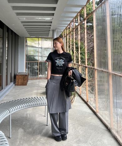 MUSINSA | GROVE HONOR WRAP SKIRT PANTS (GRAY)