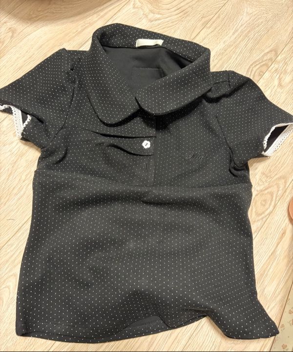 MUSINSA公式 | ILLIGO ドットピンタックカラーTシャツブラック