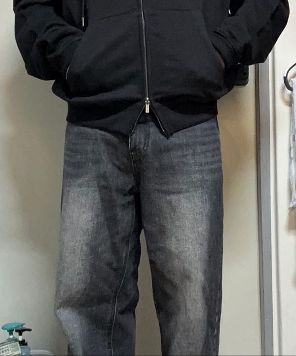 MUSINSA公式 | MATIN KIM BACK LOGO ESSENTIAL HOODY ZIP UP IN BLACK