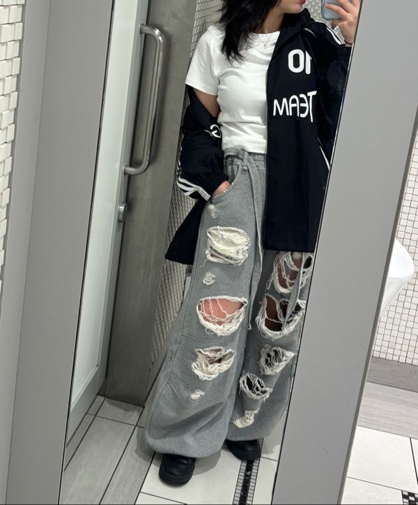 MUSINSA公式 | BADBLOOD Destroyed Raw-Edge Joggers - Gray