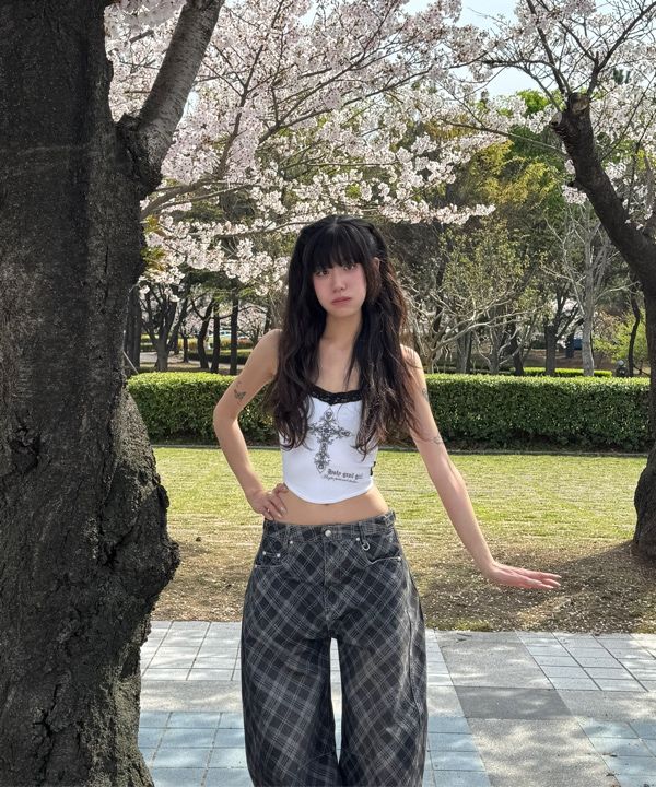 MUSINSA公式 | BADBLOOD ライオンパッチウォッシュドバレルパンツ