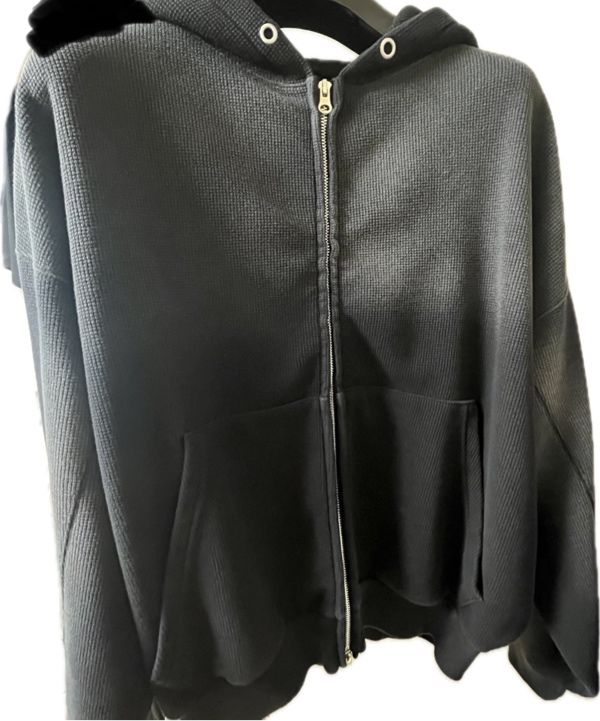 MUSINSA | SUADE WASHED THERMAL HOOD ZIP UP [WASHING BLACK]