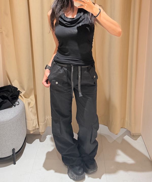 MUSINSA公式 | AAKAM Flare Cargo Pocket Pants (Black)