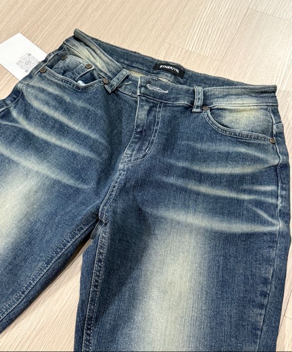 MUSINSA | SYNERJYN 102 CAT WASHING MID-RISE JEANS VINTAGE BLUE