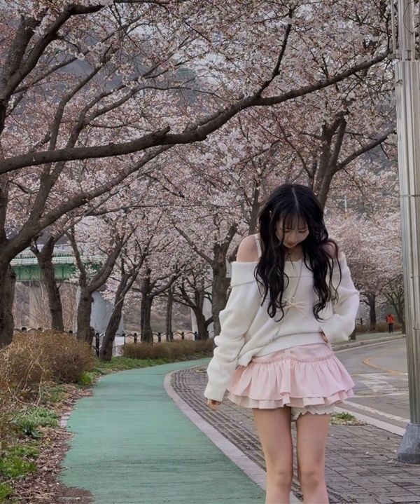 MUSINSA | ALKI ALKA Ribbon Tiered Mini Skirt (Light Pink)