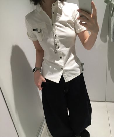 MUSINSA | AAKAM Roll-Up Pocket Shirts (White)