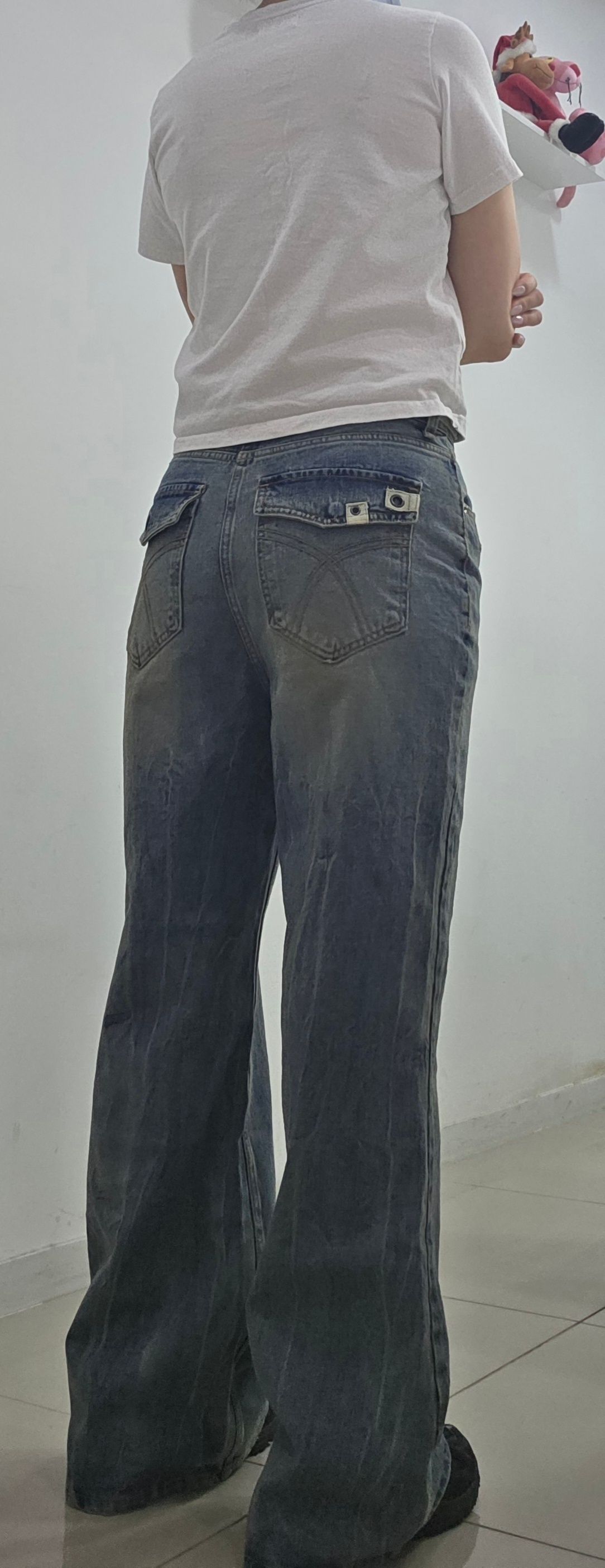 MUSINSA | AAKAM Double Pocket Taped Denim Pants (Sky Blue)