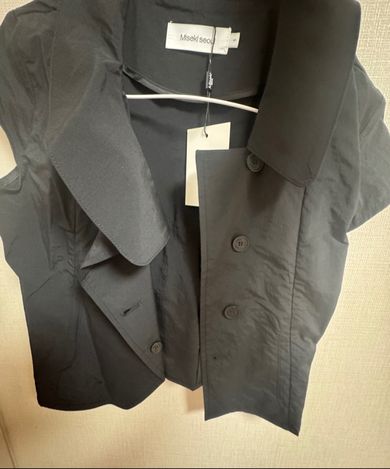 MUSINSA公式 | MISEKI SEOUL Crop round collar jacket BLACK