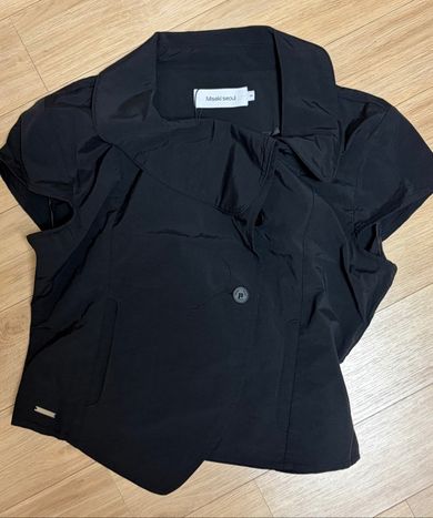 MUSINSA公式 | MISEKI SEOUL Crop round collar jacket BLACK