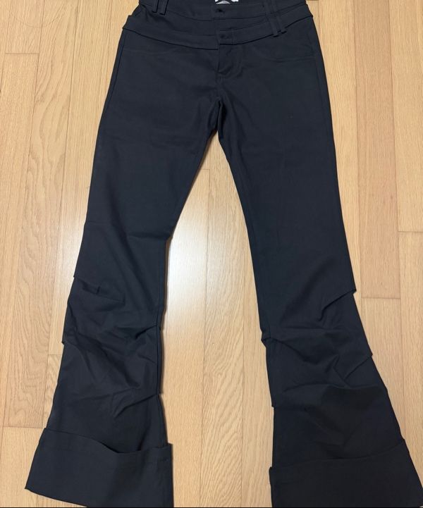 MUSINSA | MISEKI SEOUL Two line layered folding pants BLACK