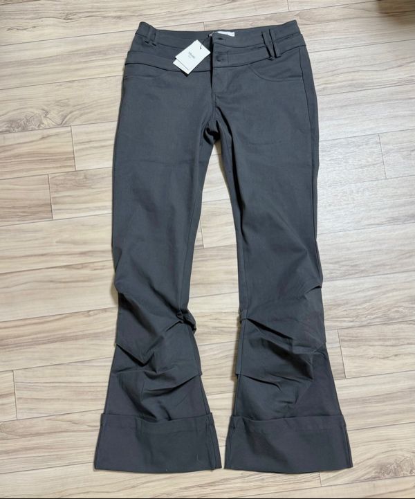 MUSINSA公式 | MISEKI SEOUL Two line layered folding pants CHARCOAL