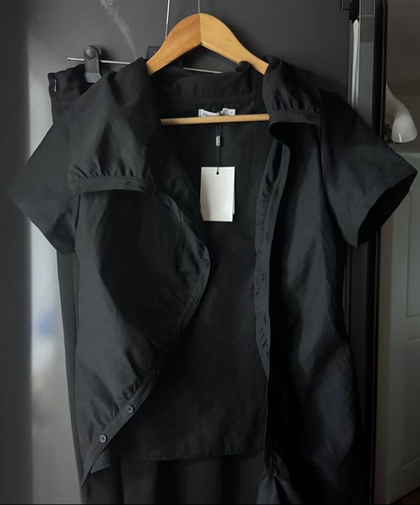MUSINSA公式 | MISEKI SEOUL High neck shirring button shirt BLACK