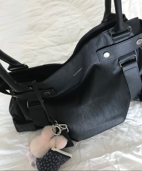 MUSINSA | MISEKI SEOUL Pleats belted big bag and wallet BLACK