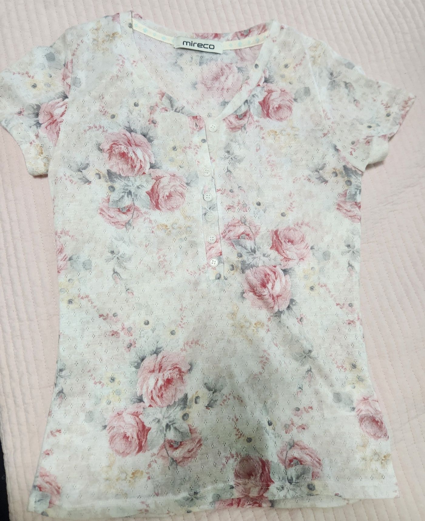 MUSINSA | MIRECO FLOWER BUTTON T IVORY