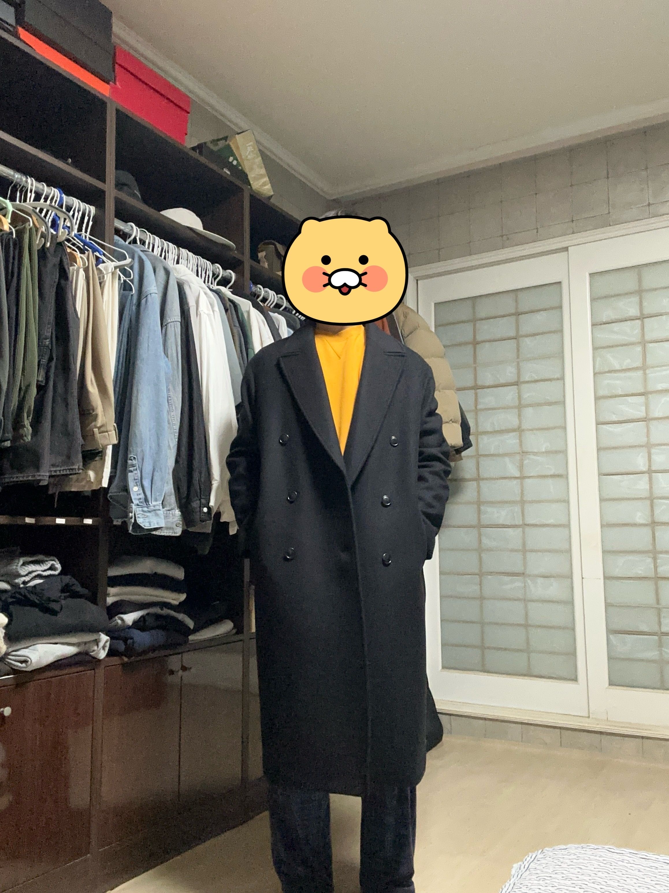 MUSINSA | COOR MTR Overfit Double Long Coat (Black)