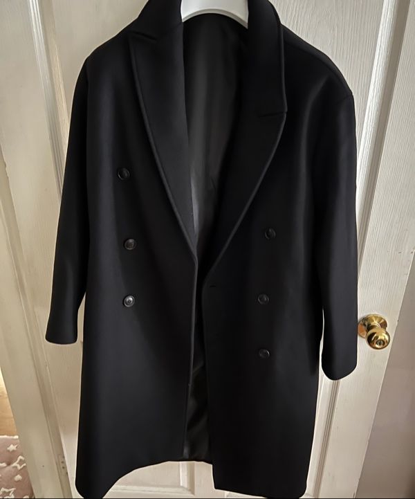 MUSINSA | COOR MTR Overfit Double Long Coat (Black)