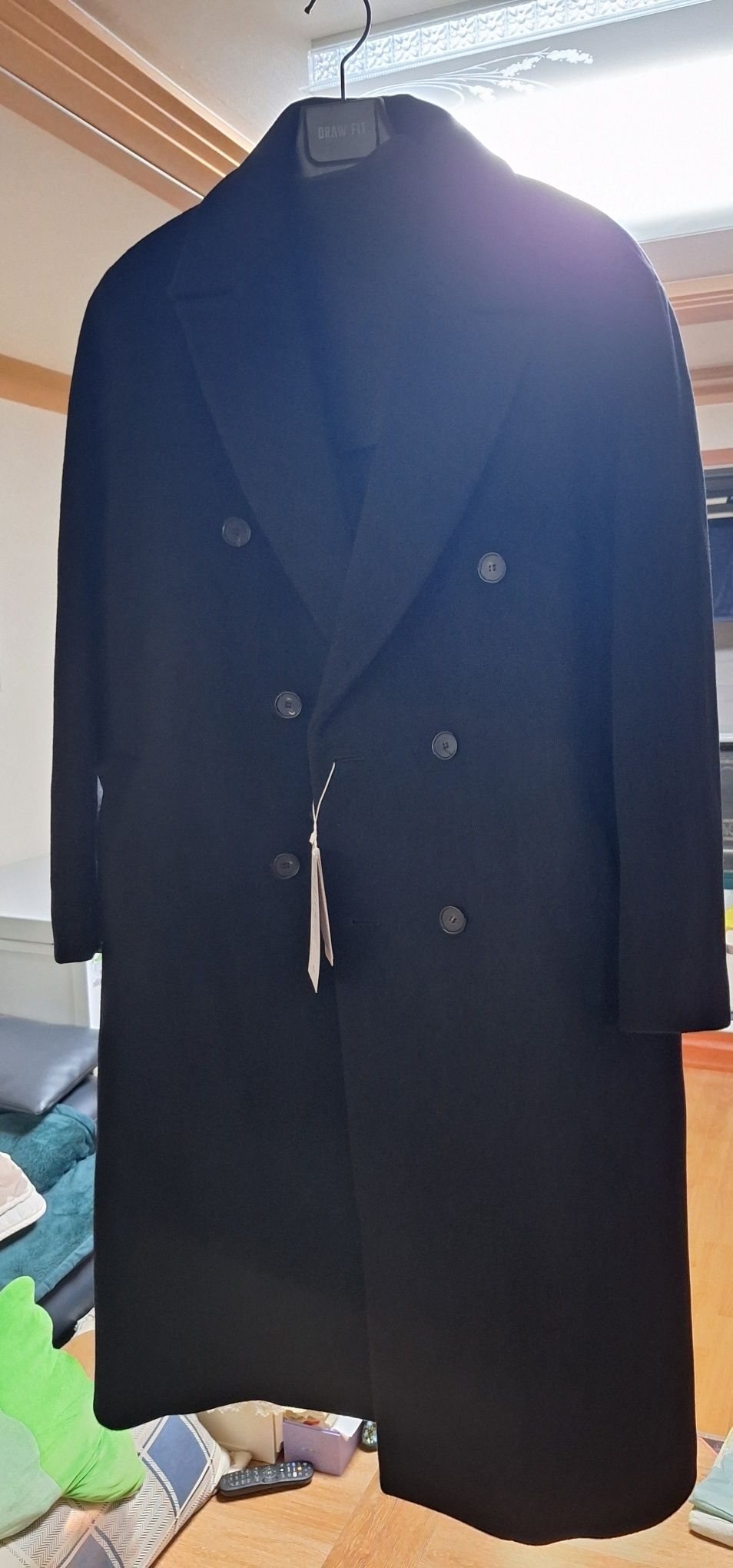 MUSINSA | COOR MTR Overfit Double Long Coat (Black)