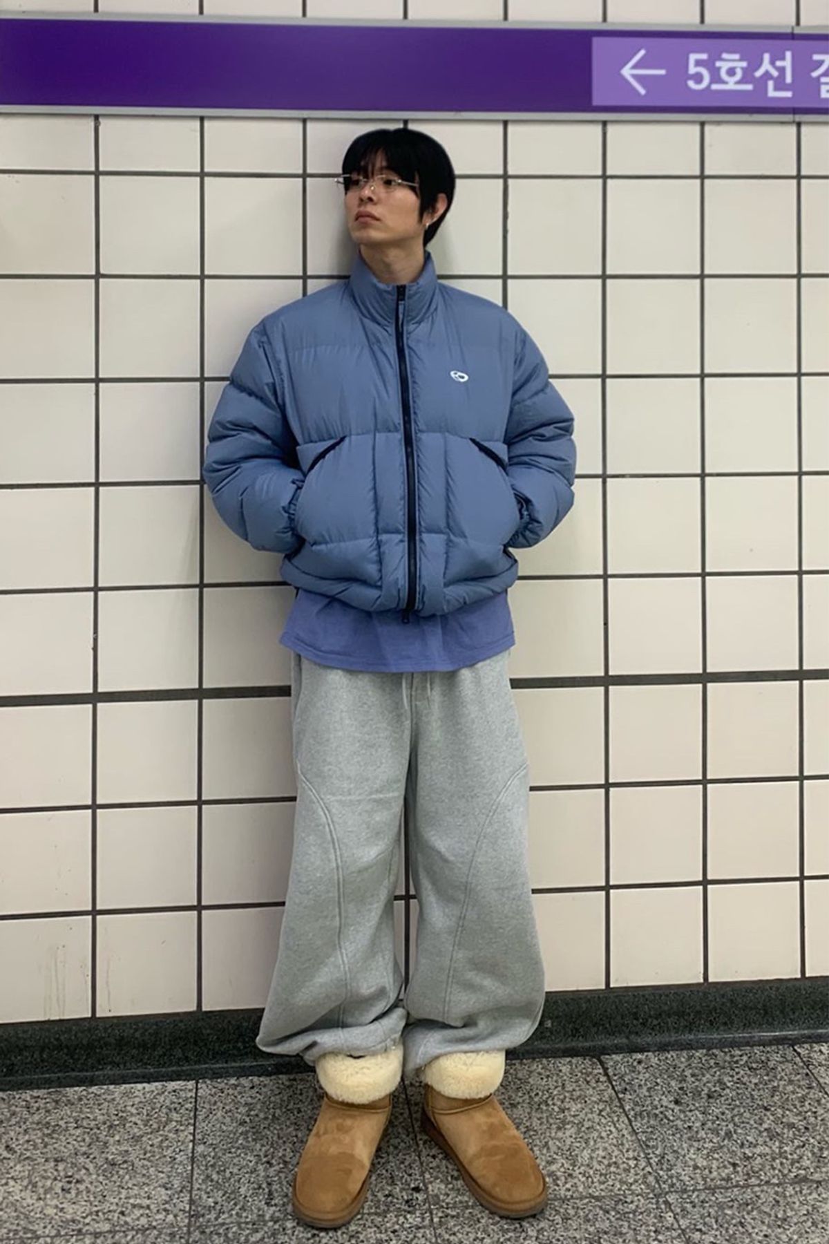 브랜드 스냅의 S.L PADDING JUMPER-BLUE 코디, 패션 | 무신사 스냅